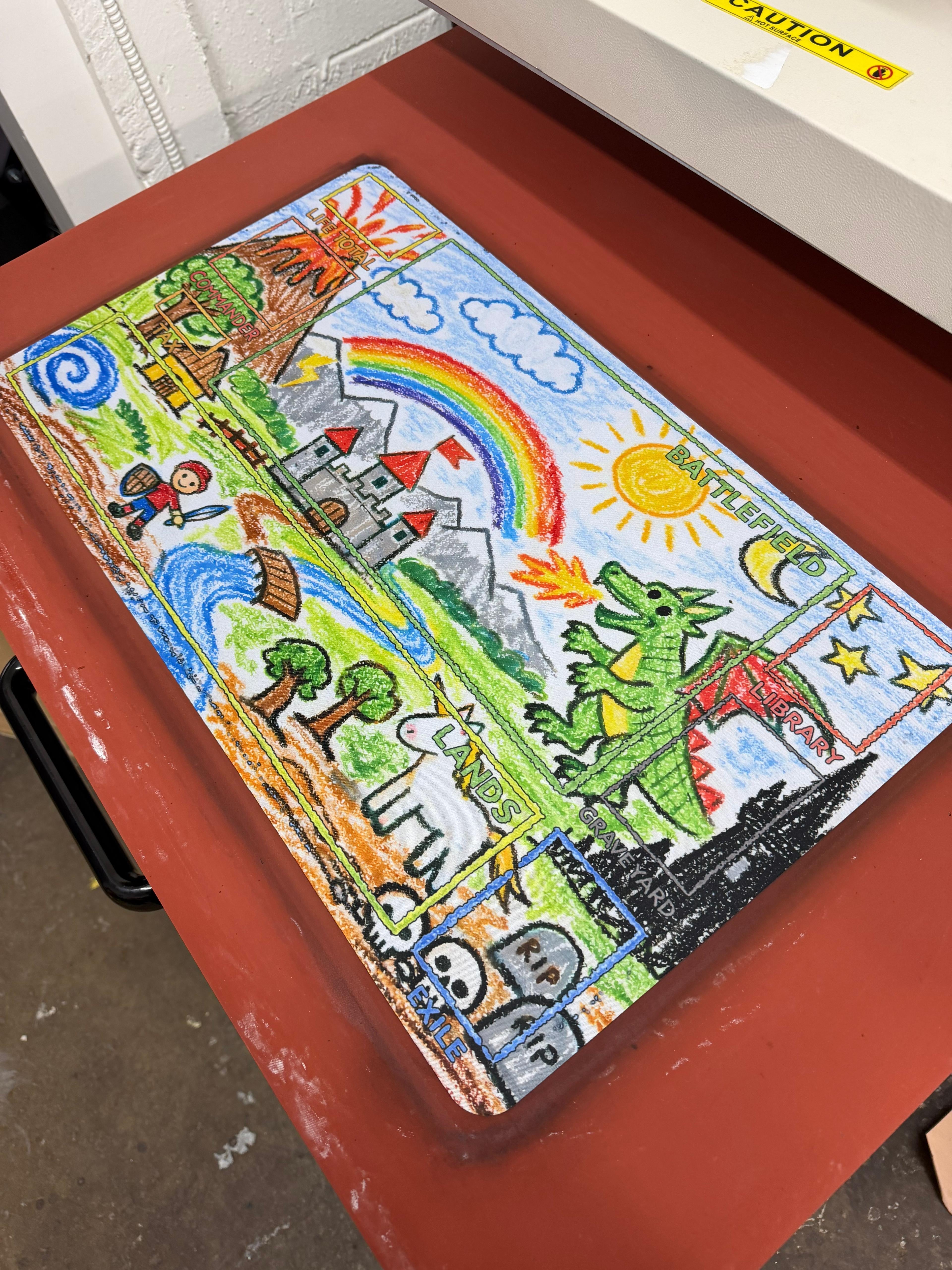 Lil bro’s Drawing MTG Commander Playmat