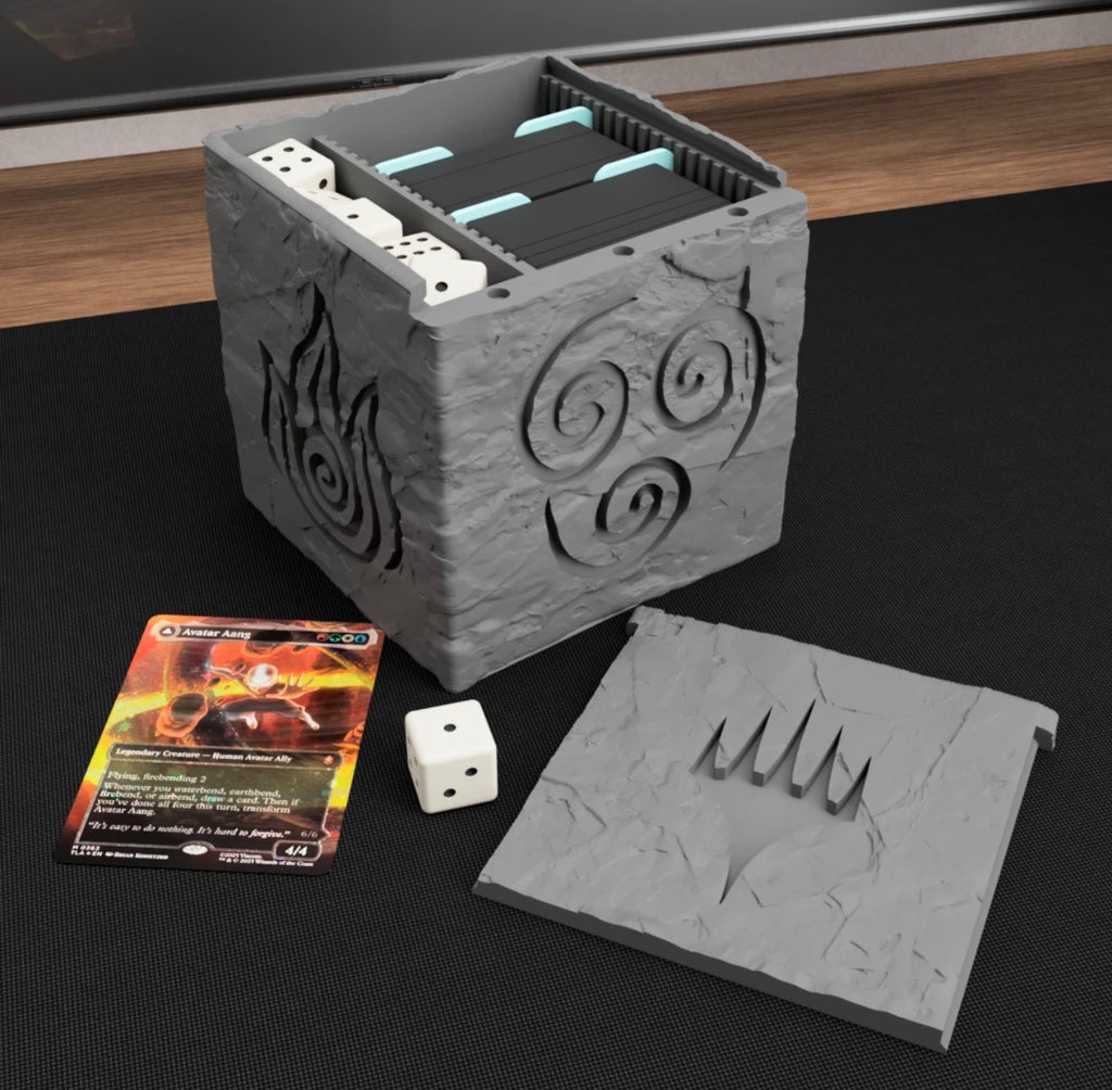 Avatar-Inspired DECKBOX - MTG. TCG Element Cube  - Magnetic Lids